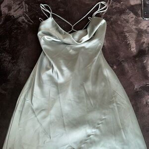 Satin sage color dress 👗